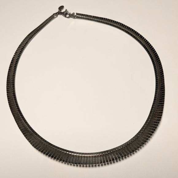 Vintage Sterling Silver Italy 925 Rose Gold etched collar necklace 17" Long 24gr - Picture 3 of 6